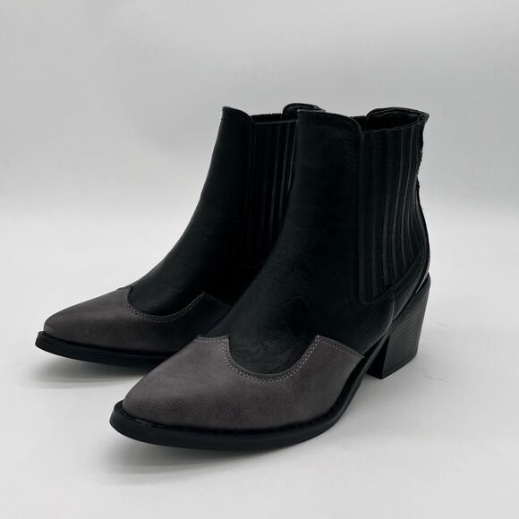 SEVEN7 | Tuxedo Tex Ankle Booties | Black Vegan Leather | Sizes 6 & 9 - Picture 14 of 15